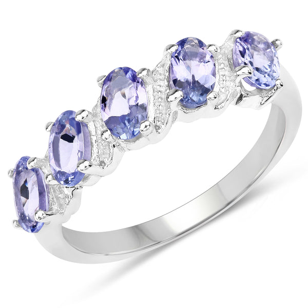 1.04 Carat Genuine Tanzanite .925 Sterling Silver Ring