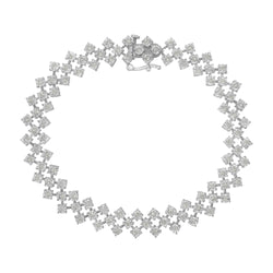 .925 Sterling Silver 1.0 cttw Miracle-Set Round Diamond "Zig Zag" Link Bracelet (I-J Color, I3 Clarity) -7.25