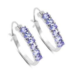 2.04 Carat Genuine Tanzanite .925 Sterling Silver Earrings