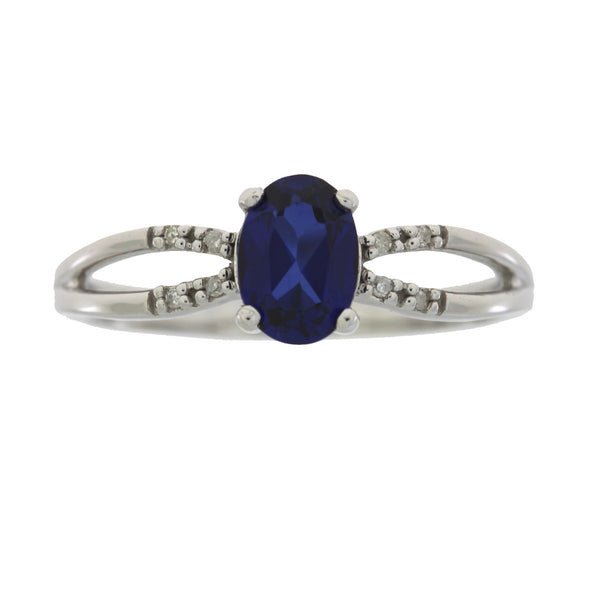 .76ct Created Sapphire Diamond Ring 10KT White Gold