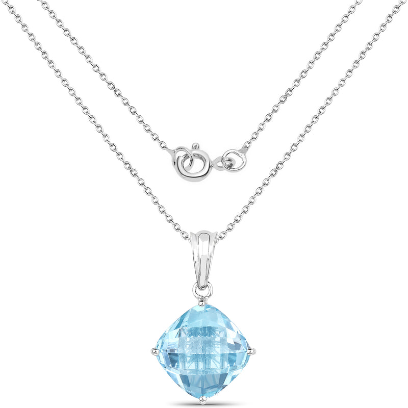 11.10 Carat Genuine Blue Topaz .925 Sterling Silver Pendant