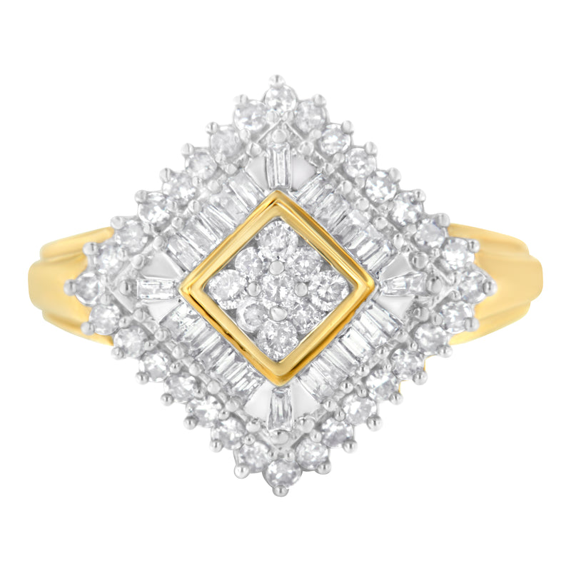 10K Yellow Gold Diamond Ballerina Ring (1 Cttw, I-J Color, I1-I2 Clarity) - Size 7