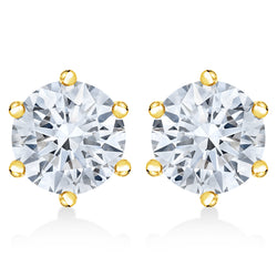 AGS Certified 2.00 Cttw Round Brilliant-Cut Near Colorless Diamond 14K Yellow Gold 6-Prong-Set Solitaire Stud Earrings with Screw Backs (F-G Color, I1-I2 Clarity)
