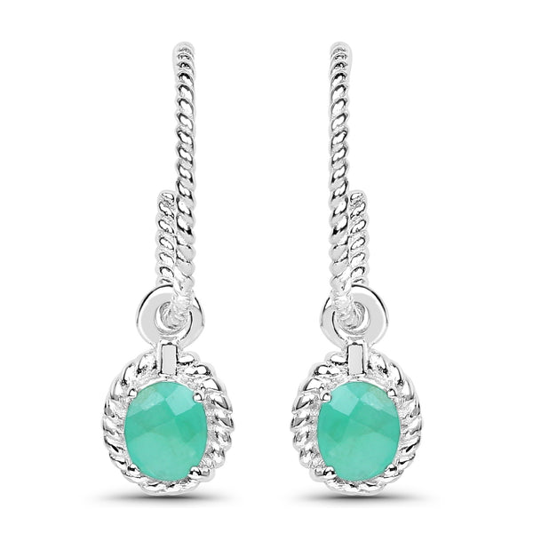 0.45 Carat Genuine Emerald .925 Sterling Silver Earrings