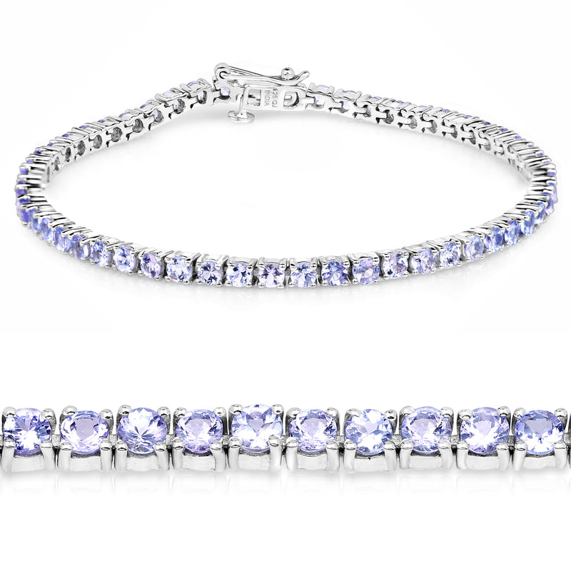 5.30 Carat Genuine Tanzanite .925 Sterling Silver Bracelet