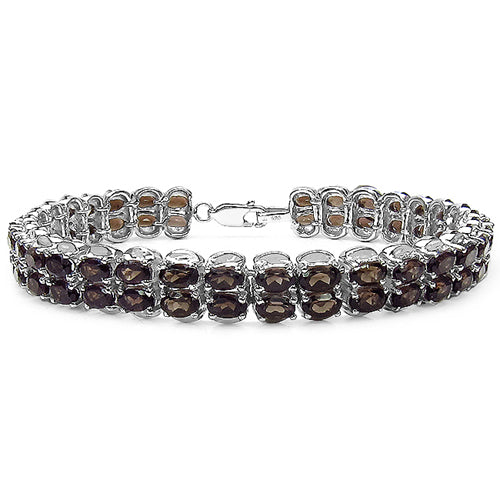 16.56 Carat Genuine Smoky Quartz .925 Sterling Silver Bracelet