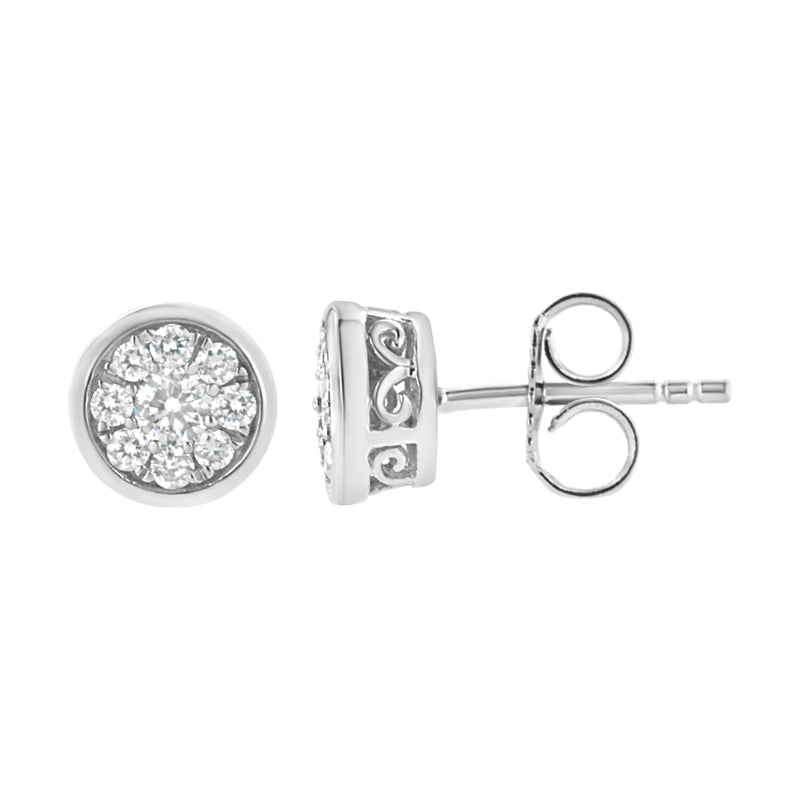 .925 Sterling Silver 1/2 cttw Lab Grown Diamond Flower Stud Earring (F-G Color, VS2-SI1 Clarity)