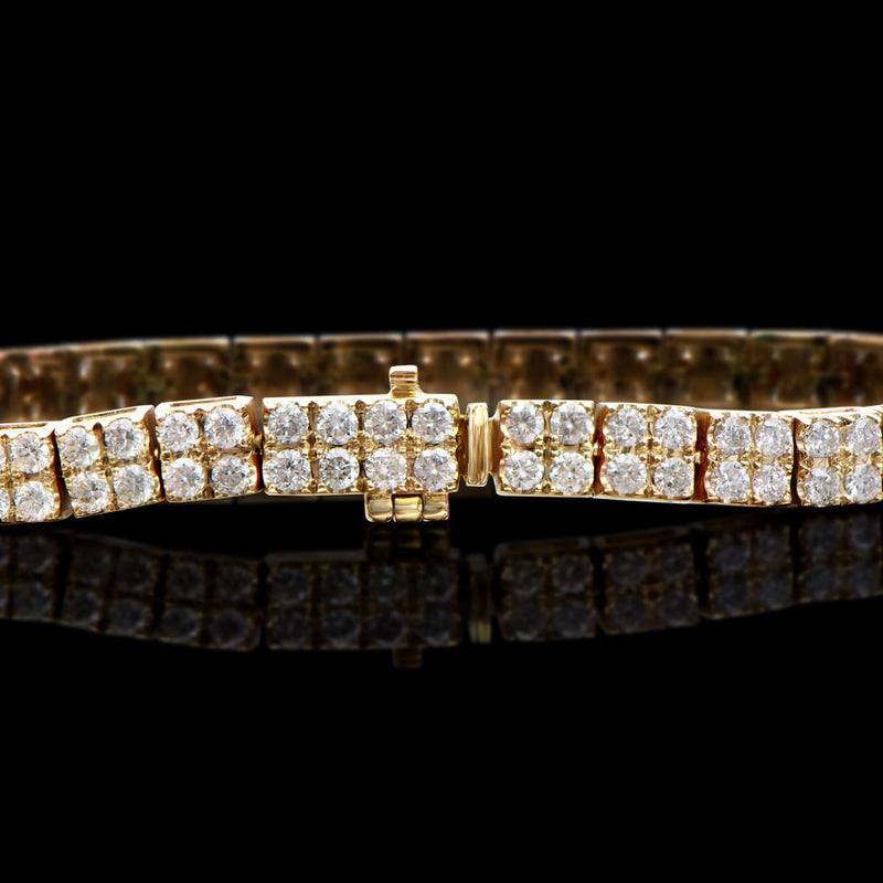 5.15 CTS CERTIFIED DIAMONDS 14K YELLOW GOLD DESIGNER 2 ROW  BRACELET SIZE leanth 7.25 inches