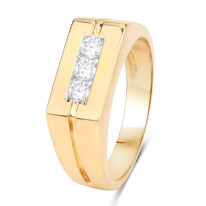 0.34 Carat Genuine White Diamond 14K Yellow Gold Ring (F-G Color, SI Clarity)