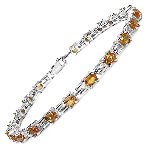 5.25 Carat Genuine Orange Sapphire .925 Sterling Silver Bracelet