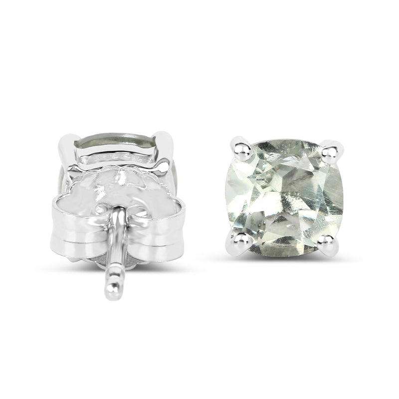 1.80 Carat Genuine Green Amethyst .925 Sterling Silver Earrings