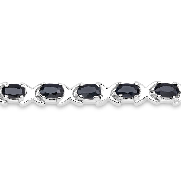 8.75 Carat Genuine Black Sapphire .925 Sterling Silver Bracelet