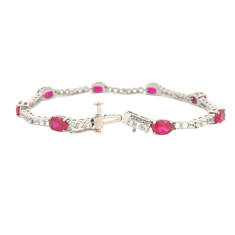 11.50ct Created Ruby Tennis Bracelet Sterling Silver