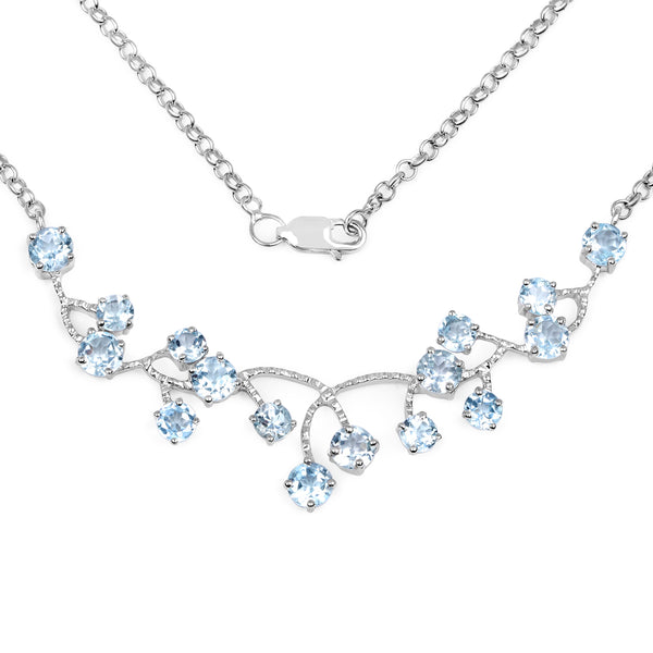 7.36 Carat Genuine Blue Topaz .925 Sterling Silver Necklace