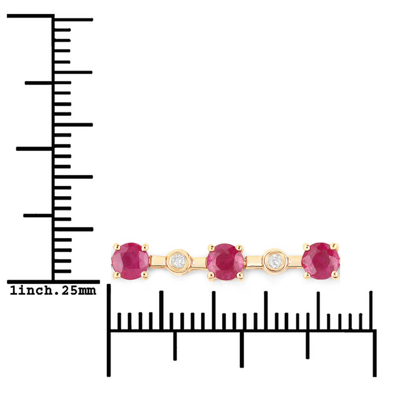 4.88 Carat Genuine Ruby and White Diamond 14K Yellow Gold Bracelet