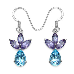 6.90 ct. t.w. Blue Topaz and Amethyst Earrings in Sterling Silver