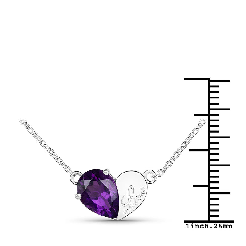 1.35 Carat Genuine Amethyst .925 Sterling Silver Pendant