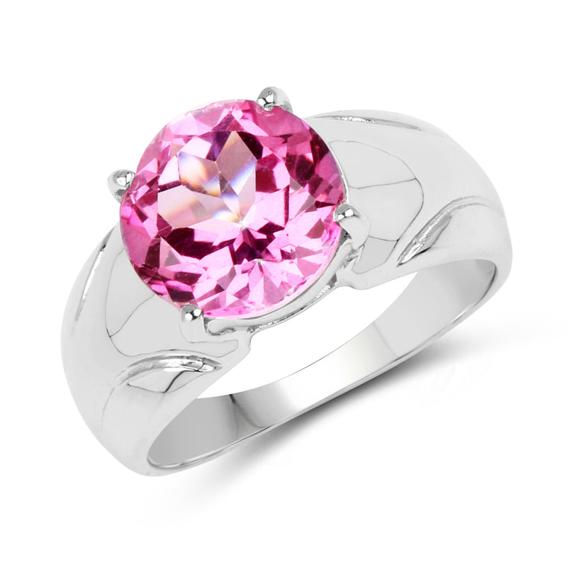 4.55 Carat Genuine Pink Topaz .925 Sterling Silver Ring