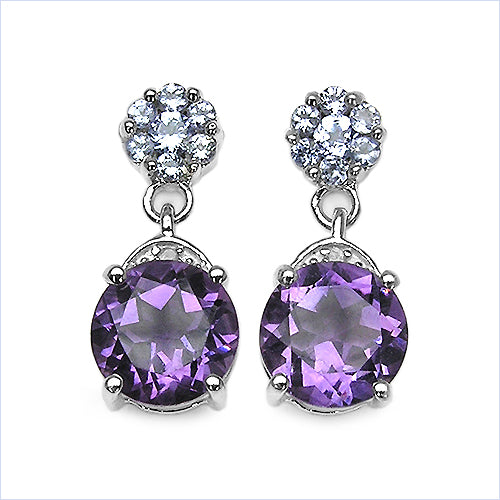 5.01 Carat Genuine Amethyst .925 Sterling Silver Earrings