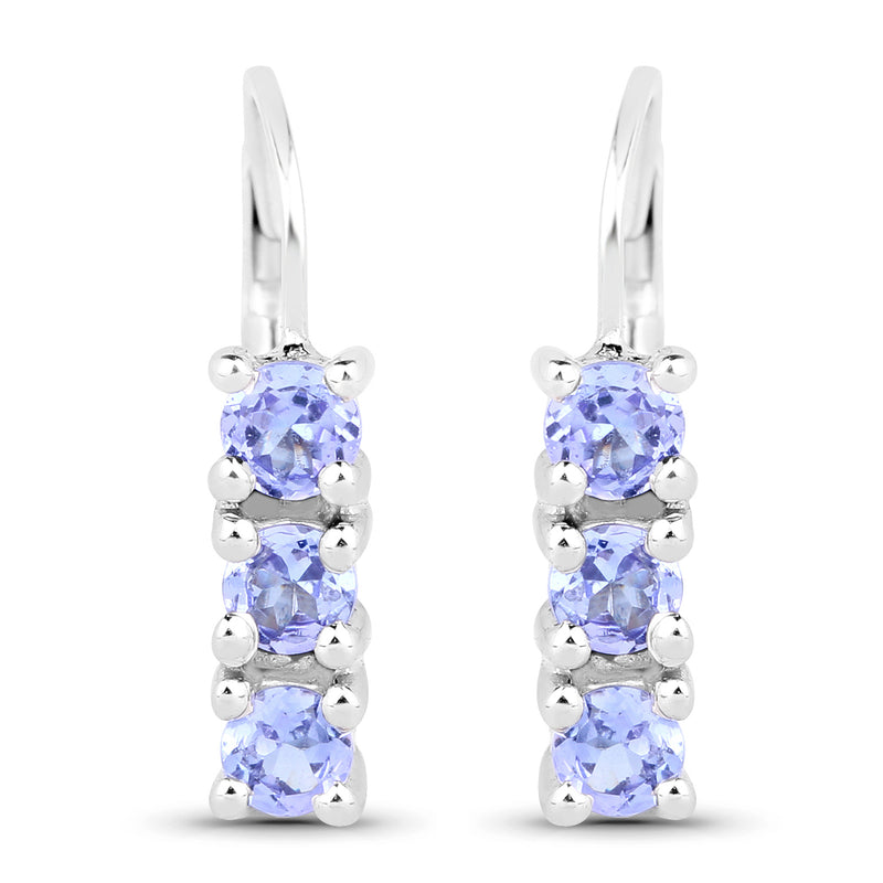 0.60 Carat Genuine Tanzanite .925 Sterling Silver Earrings