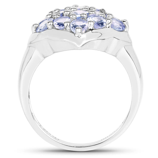 2.38 Carat Genuine Tanzanite .925 Sterling Silver Ring