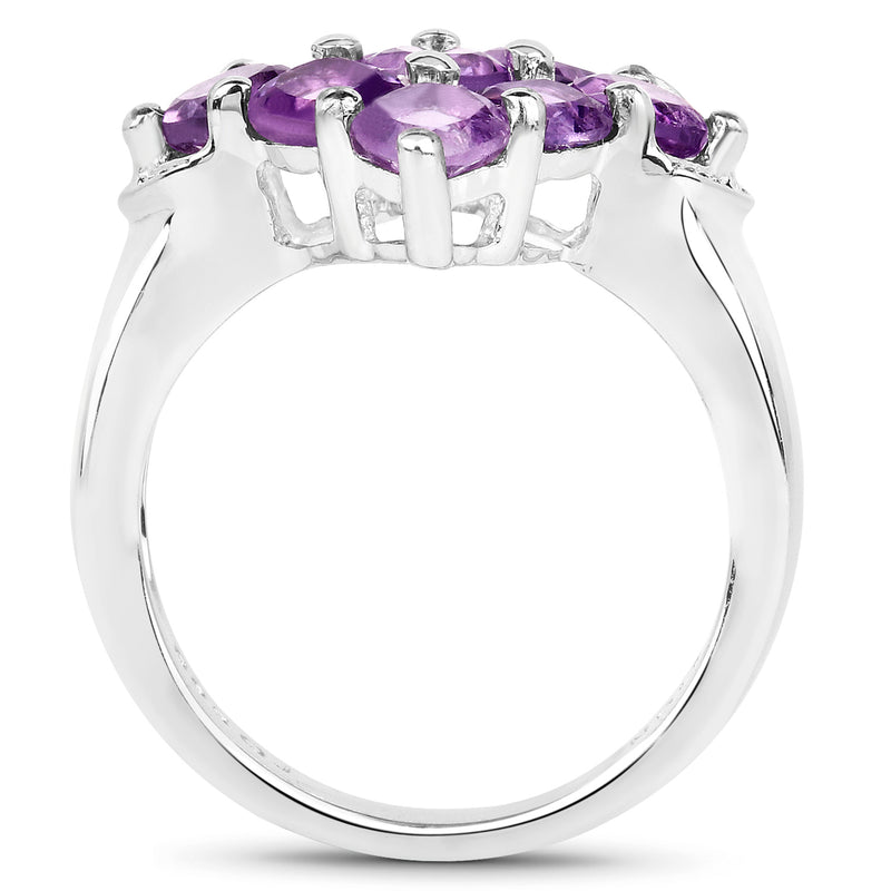 2.70 Carat Genuine  Amethyst .925 Sterling Silver Ring