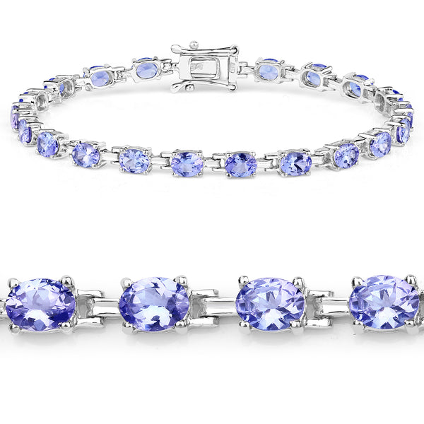 6.60 Carat Genuine Tanzanite .925 Sterling Silver Bracelet