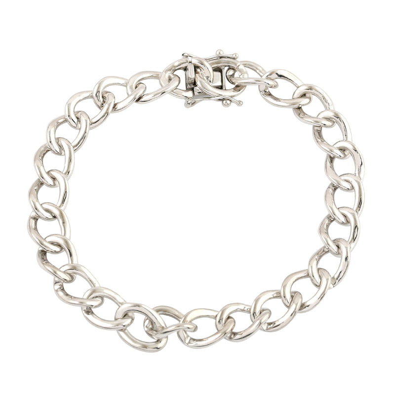 Solid 925 Sterling Silver Chain Bracelet Fine Jewelry