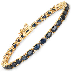 7.48 Carat Genuine Blue Sapphire 14K Yellow Gold Bracelet