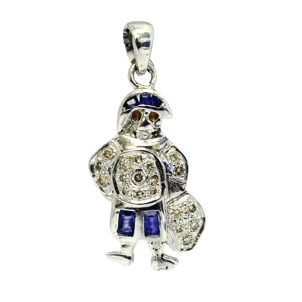 Pendant Charms Sapphire Diamond 14k White Gold Jewelry