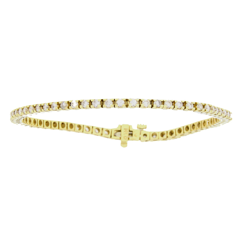 Genuine 2.21ct Diamond Tennis Bracelet 14KT Yellow Gold