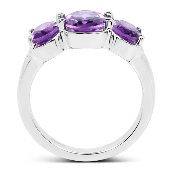 3.20 Carat Genuine Amethyst .925 Sterling Silver Ring