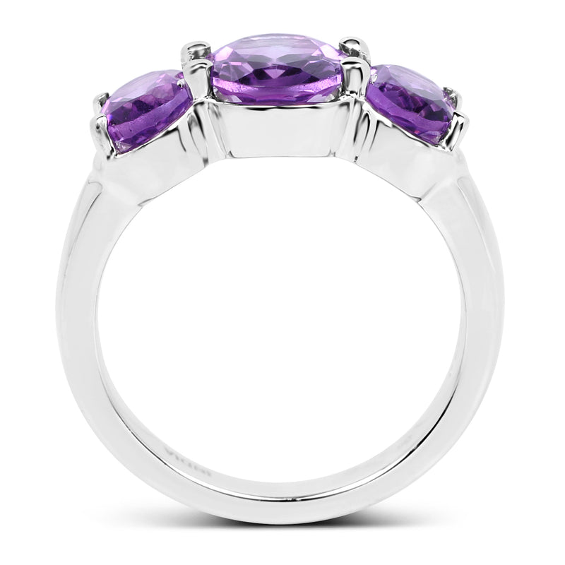 3.20 Carat Genuine Amethyst .925 Sterling Silver Ring