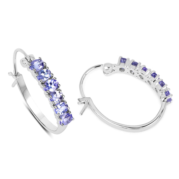 2.04 Carat Genuine Tanzanite .925 Sterling Silver Earrings