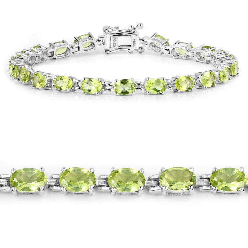 8.61 Carat Genuine Peridot .925 Sterling Silver Bracelet