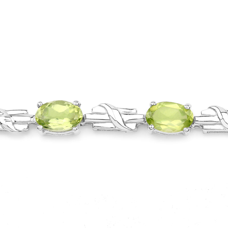 6.02 Carat Genuine Peridot .925 Sterling Silver Bracelet