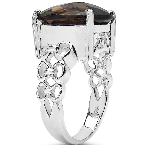 6.45 Carat Genuine Smoky Quartz .925 Sterling Silver Ring