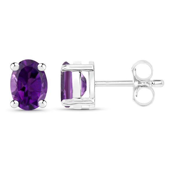 1.60 Carat Genuine Amethyst .925 Sterling Silver Earrings