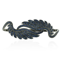 Sapphire Diamond 925 Sterling Silver Fashion Feather Palm Bracelet Jewelry