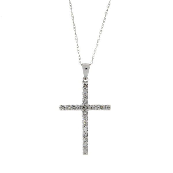 .29ct Diamond Cross Religious Pendant 14KT White Gold