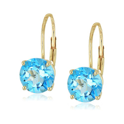 10K Yellow Gold With Swiss Blue Topaz Earring