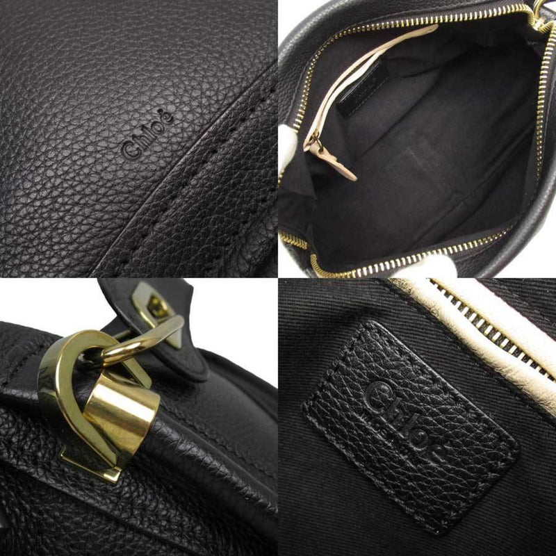 Chlo Chloe Handbag Shoulder Bag Black Gold Leather