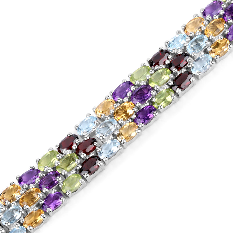 27.57 Carat Genuine Multi Stone .925 Sterling Silver Bracelet