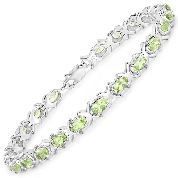 5.29 Carat Genuine Peridot .925 Sterling Silver Bracelet