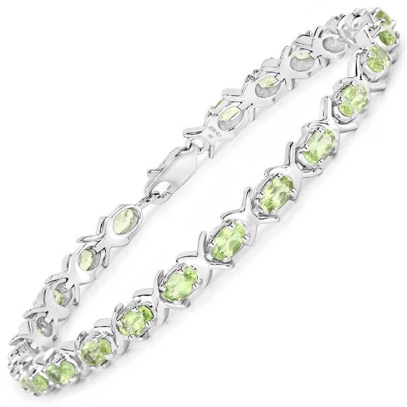 5.29 Carat Genuine Peridot .925 Sterling Silver Bracelet