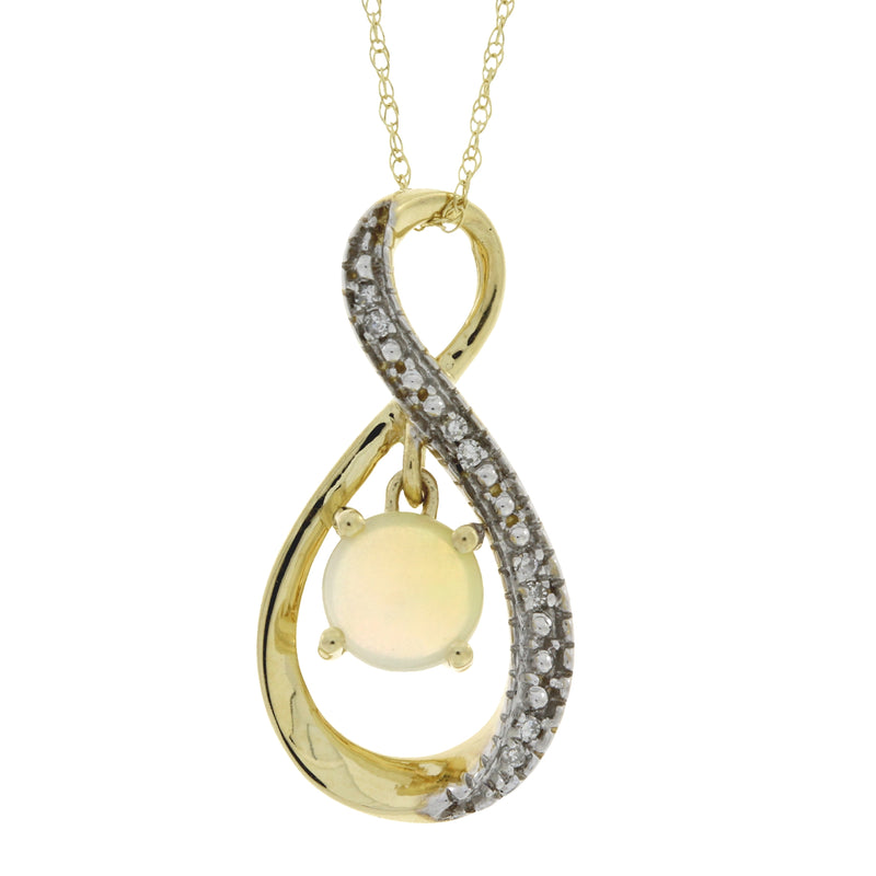 .03ct Opal Diamond Fashion Pendants 14KT Yellow Gold