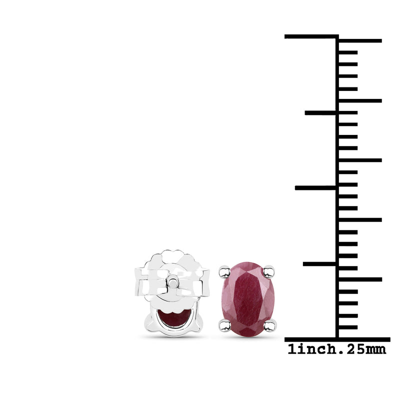 1.60 Carat Genuine Ruby .925 Sterling Silver Earrings