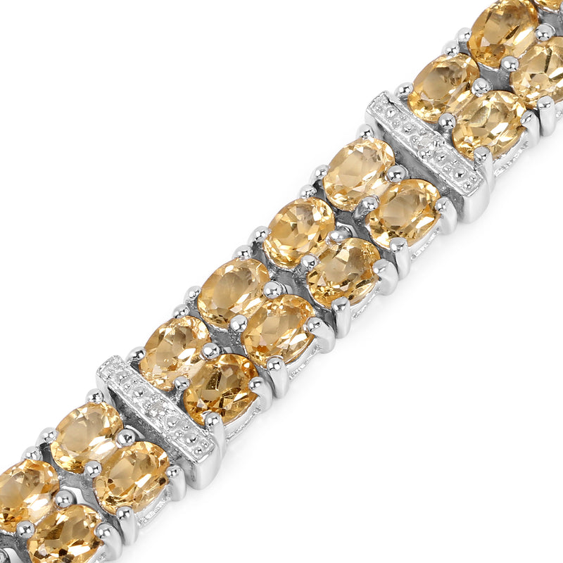 12.21 Carat Genuine Citrine & White Topaz .925 Sterling Silver Bracelet