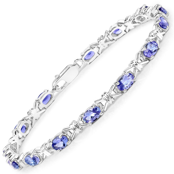 6.16 Carat Genuine Tanzanite .925 Sterling Silver Bracelet