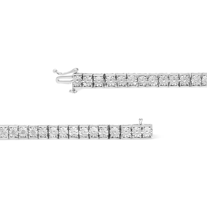 .925 Sterling Silver 1/10 Cttw Diamond 7.25" Link Bracelet (I-J Color, I2-I3 Clarity)